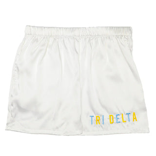 Embroidered Sorority Satin Short