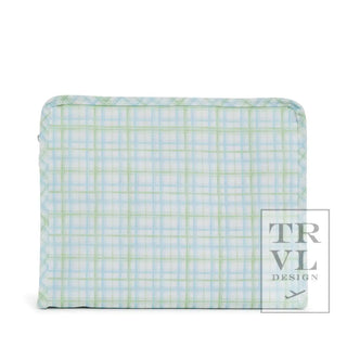 TRVL - Roadie Large Green Plaid Zipper Pouch