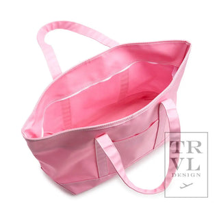 TRVL - Large Maxi Red Coated Canvas Tote