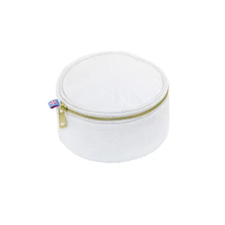 Seersucker Button Jewelry/Cosmetic Zipper Bag - 6"