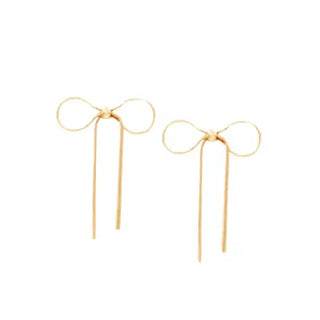 Snake Chain Bow Ribbon Earrings