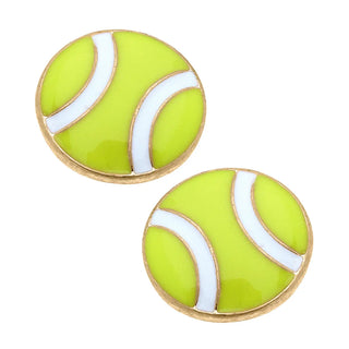 Tennis Ball Enamel Stud Earrings in Neon Yellow