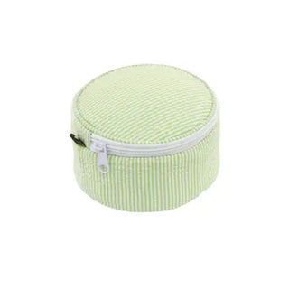 Seersucker Button Jewelry/Cosmetic Zipper Bag - 6"