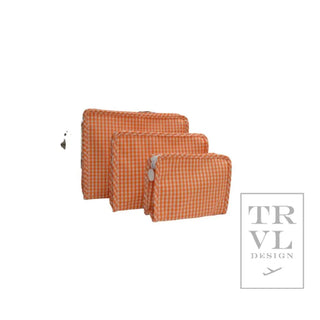 TRVL - Roadie Medium Orange Gingham Zipper Pouch
