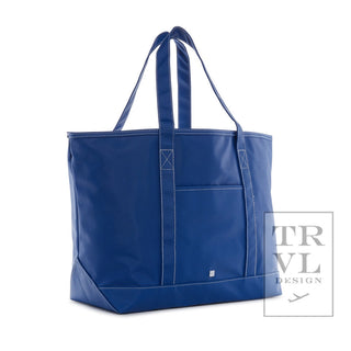 TRVL - Large Maxi Blue Bell Coated Canvas Tote Bag