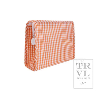 TRVL - Roadie Medium Orange Gingham Zipper Pouch