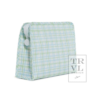 TRVL - Roadie Large Green Plaid Zipper Pouch