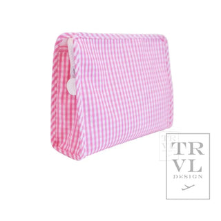 TRVL - Roadie Pink Gingham Zipper Pouch, 3 sizes