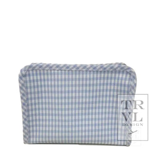 TRVL - Roadie Gingham Mist Zipper Pouch, 3 sizes