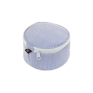 Seersucker Button Jewelry/Cosmetic Zipper Bag - 6"