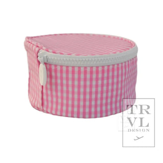 TRVL - Roundup Pink Gingham Jewelry Case