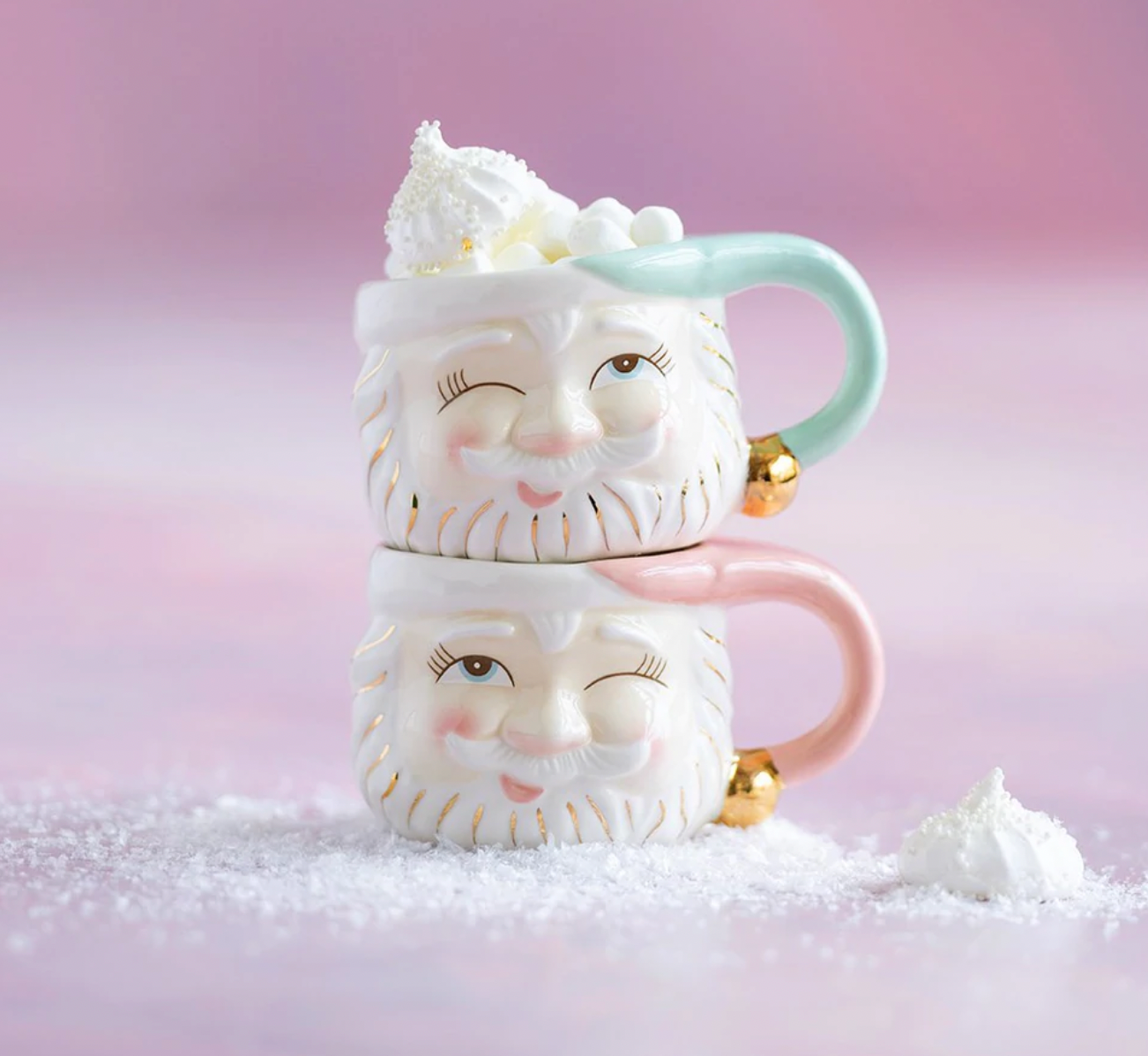 Papa Noel Mugs Green hat and pink hat