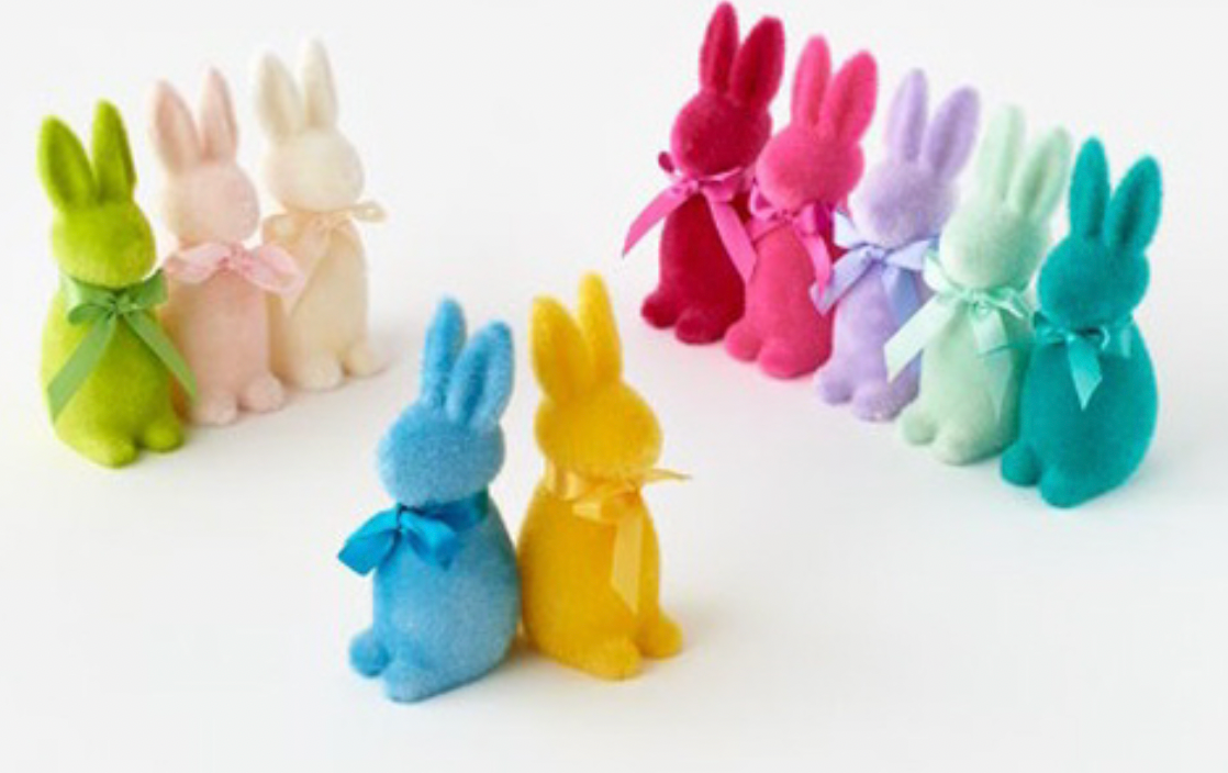 Flocked Button Nose Bunny- Small
