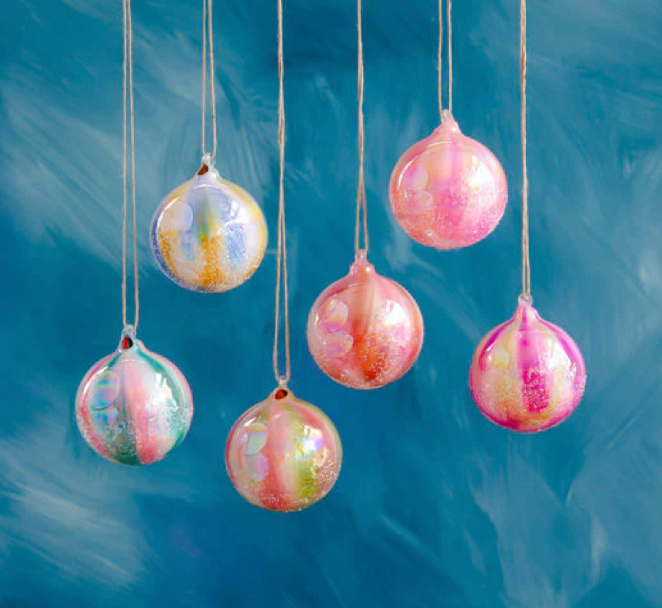 Marble bumpy Glass Ball Ornament- 4"