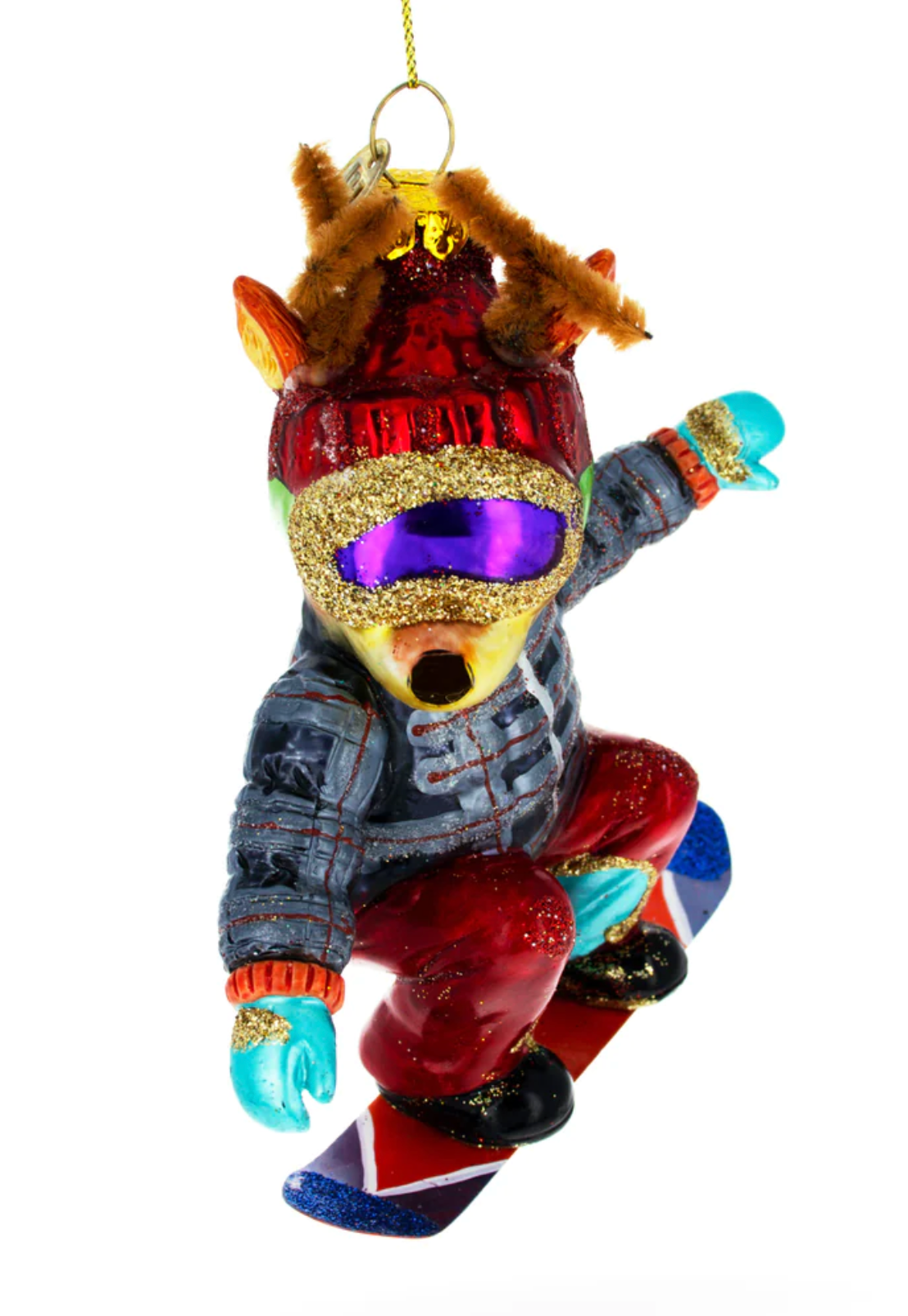 Snowboarding Deer Ornament