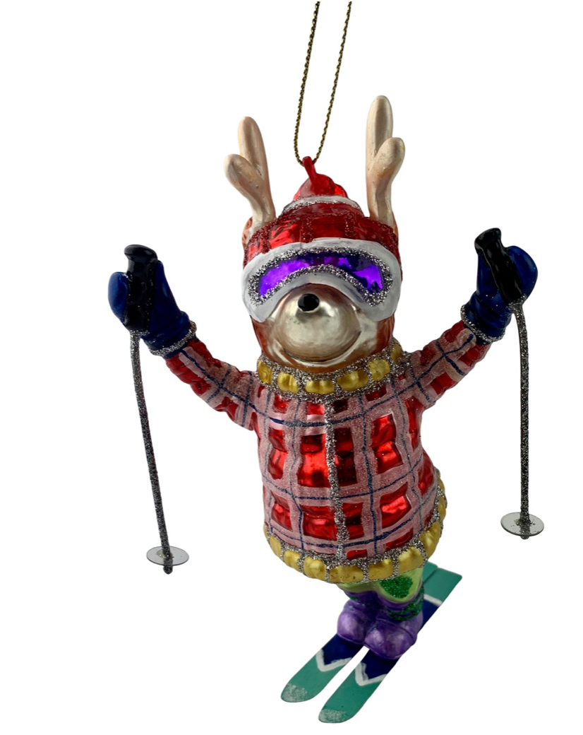 Cross country Skiing Deer Ornament