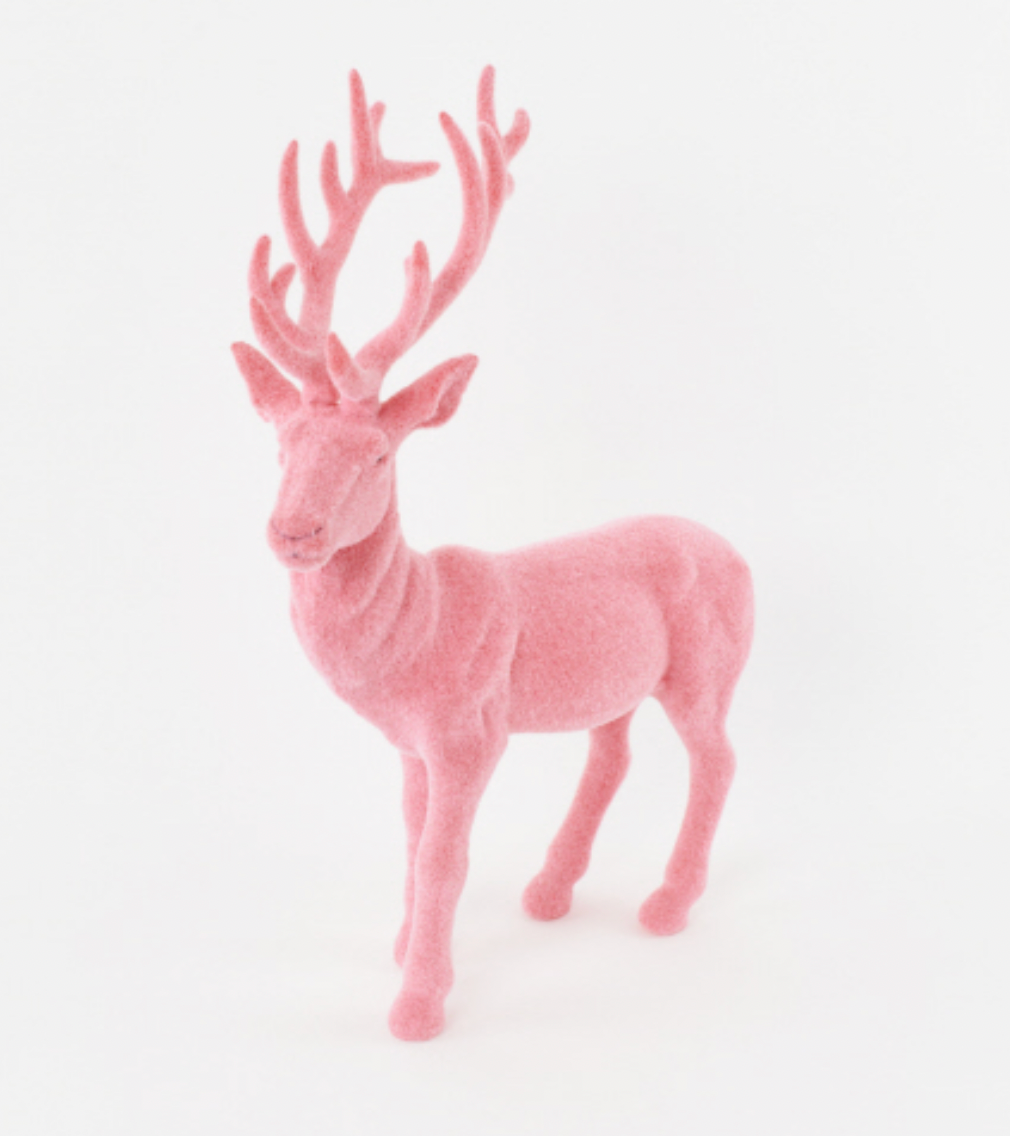 Pink Flocked Deer