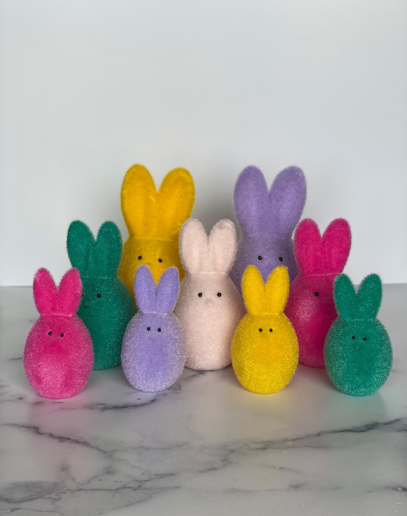 Round Flocked Bunnies