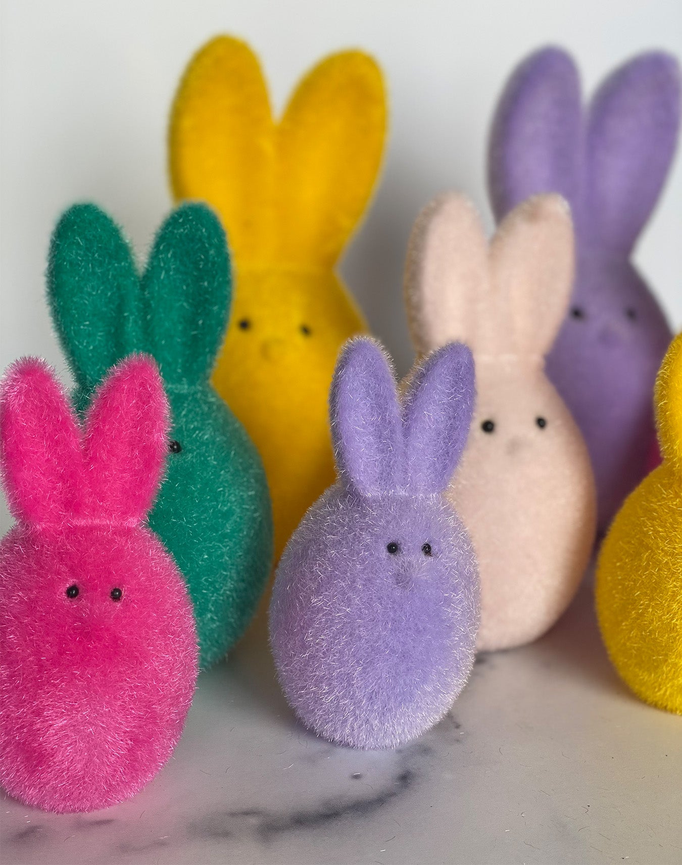 Round Flocked Bunnies