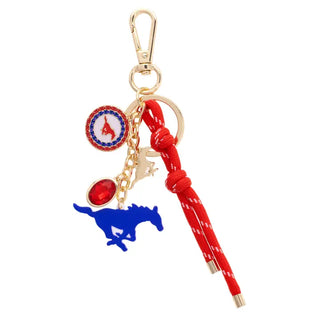SMU Mustang Cluster Bag Charm in Red