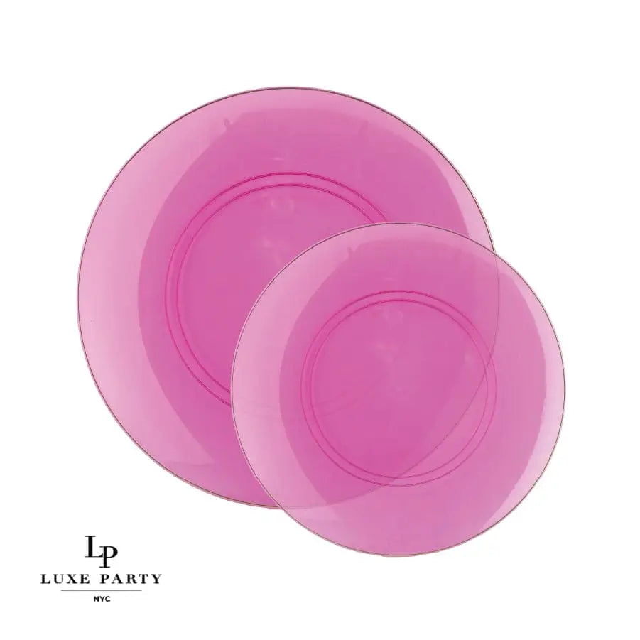 Round Transparent Hot Pink Plates