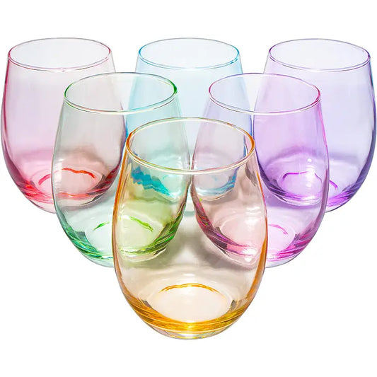 Stemless Colored Wine Glasses, Multicolor