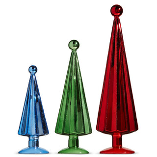 RIBBED GLASS TREES WITH BALL TOP