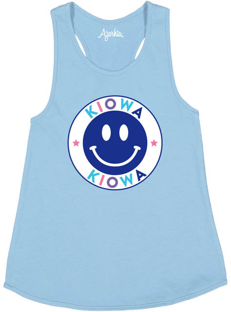 Youth Tank Top with Racer Back Kiowa Smiley in Light Blue