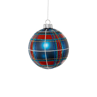 Plaid Design Glass Ball Ornament