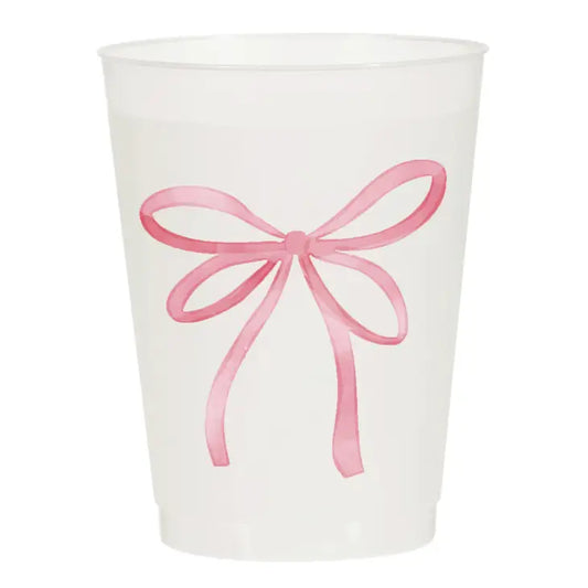 Pink Watercolor Bow Frosted Cups