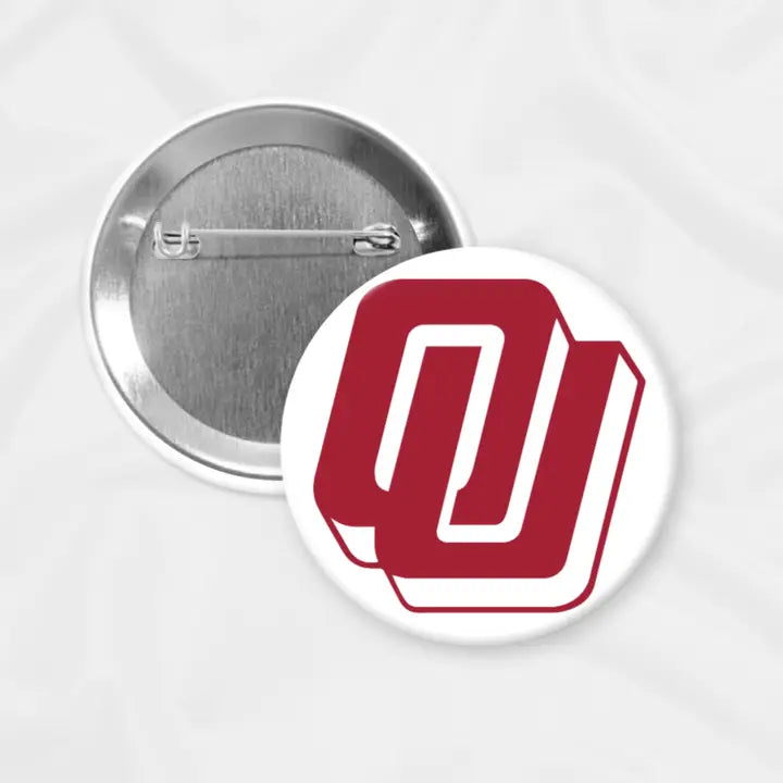 Oklahoma Game Day Button | Throwback Varsity Letters - 2.25"