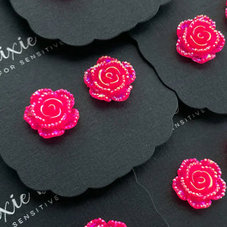 Jewel Iced Flowers in Highlighter Pink