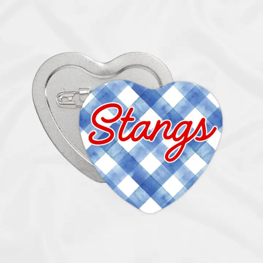 Smu Game Day Button | Stangs Script Heart - 2.25"