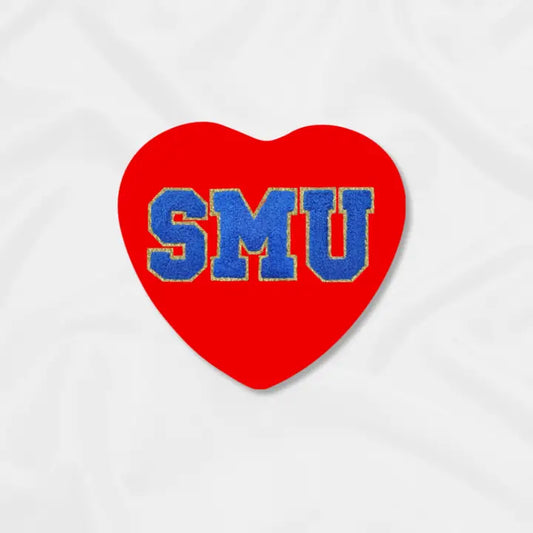 Smu Game Day Button | Chenille Heart - 2.25"