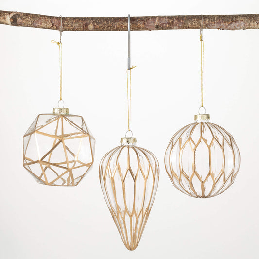 MODERN GOLD & GLASS ORNAMENTS