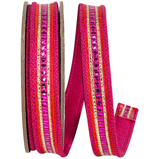 SEQUIN TRIMMING STRIPED EDGE DUPIONI DELUXE WIRED EDGE RIBBON - .75x5Y