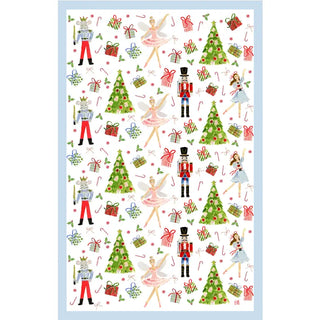 a pattern of nutcrackers and christmas trees