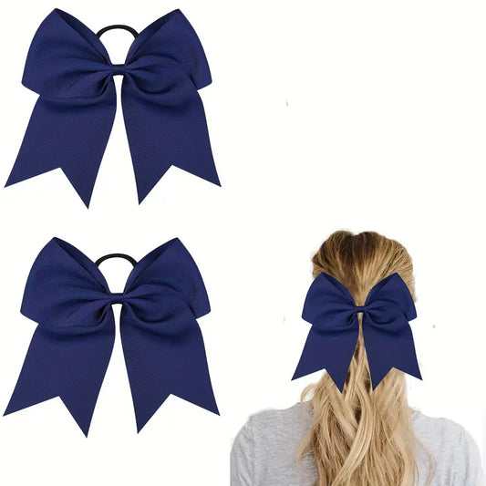 Large Cheer Bow Ponytail w. personalization Navy