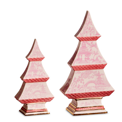 PINK CHINOISERIE TREES 9"