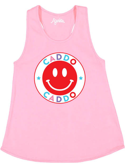 Youth Tank Top with Racer Back Caddo Smiley in Light Pink