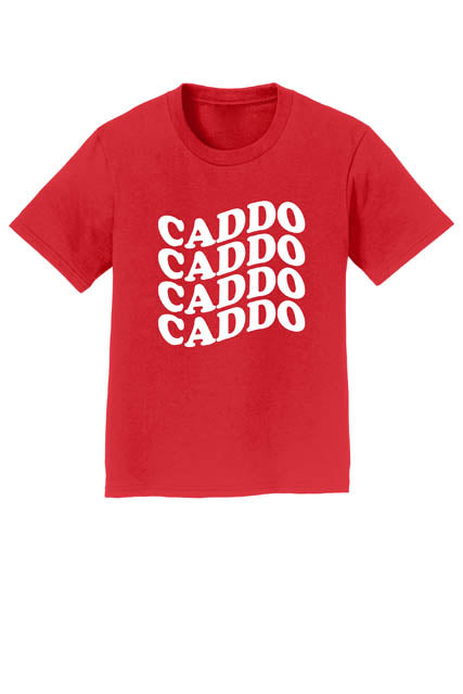 Youth T-Shirt With Caddo in White Puff Print