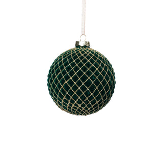 Green Flock Glass Ball Ornament