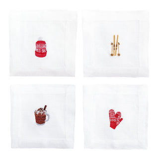 Après Ski Embroidered Cocktail Napkin