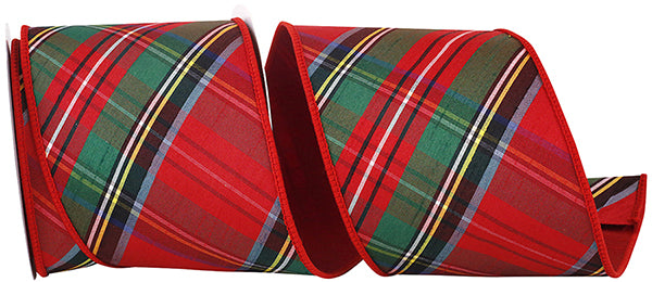 PLAID DUPIONI CLASSIC DIAGONAL LUXE RED BACKED WIRED EDGE