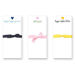 Sorority Greek Heart Skinny Notepad