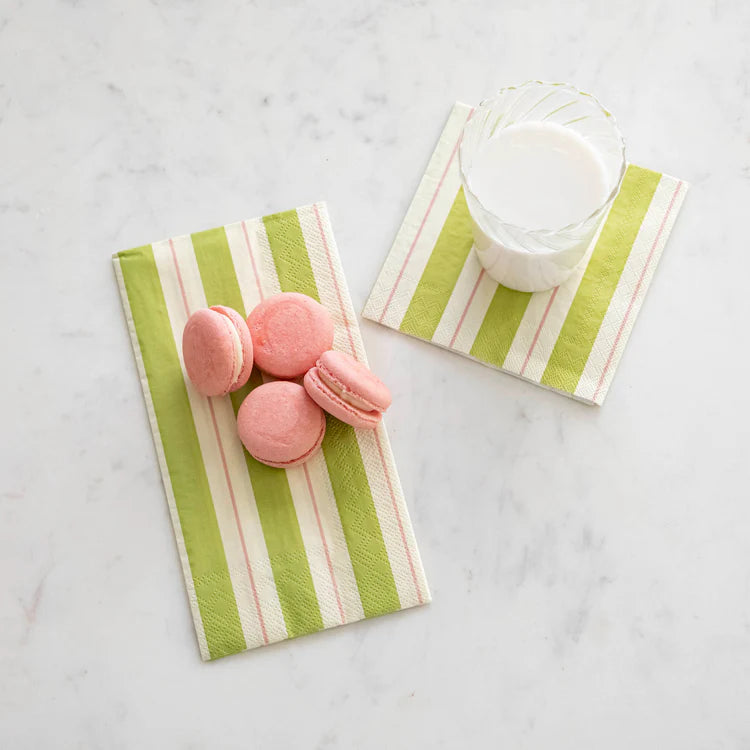 Green & Pink Awning Stripe Guest Napkin