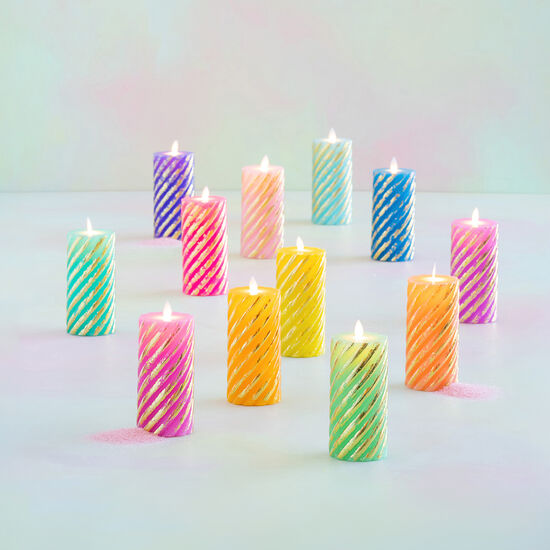 Rainbow Pillar Flameless Candle