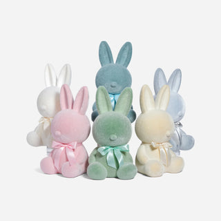 7" Flocked Sitting Bunny - Pastel