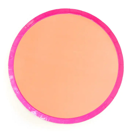 Pink and coral color blocked paper plates