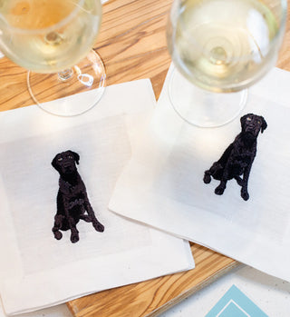 Best Friend Embroidered Cocktail Napkins - Dogs